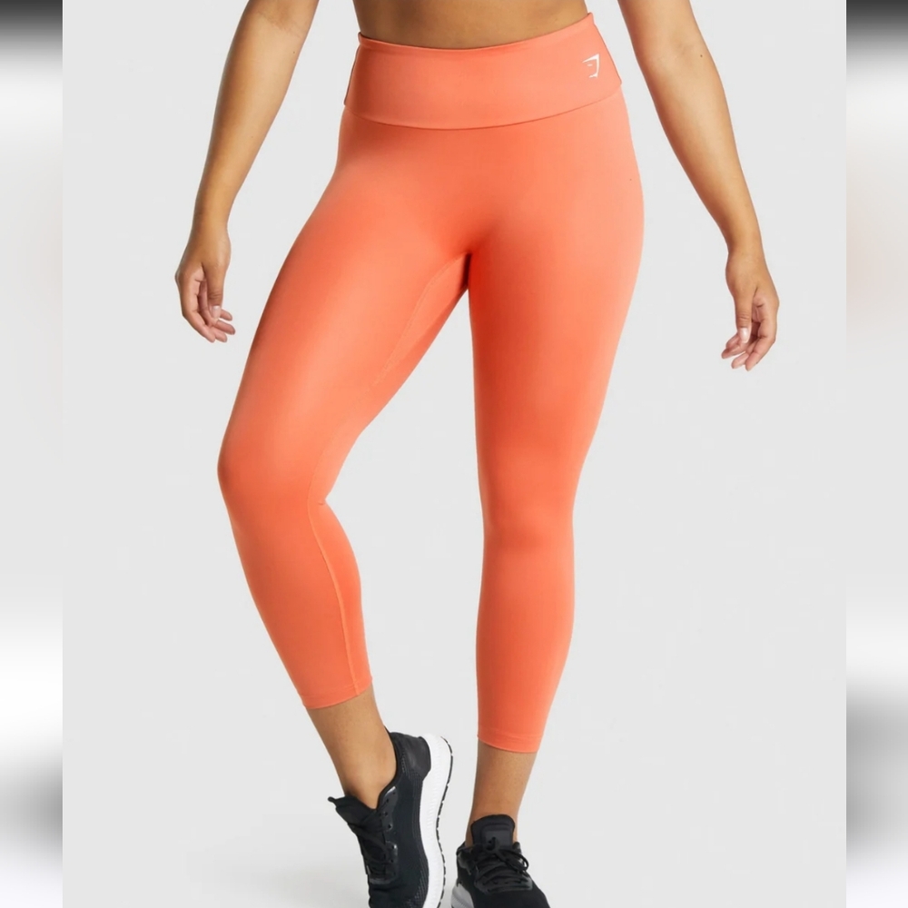 Gymshark light orange salmon‎ cropped workout leggings athletic pants women's XS